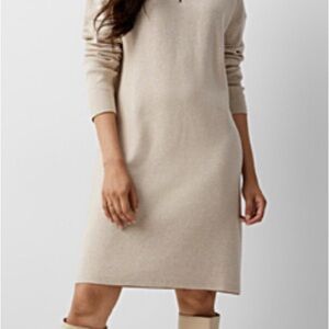 Simons Cream Long Sleeve Dress with Classic Design